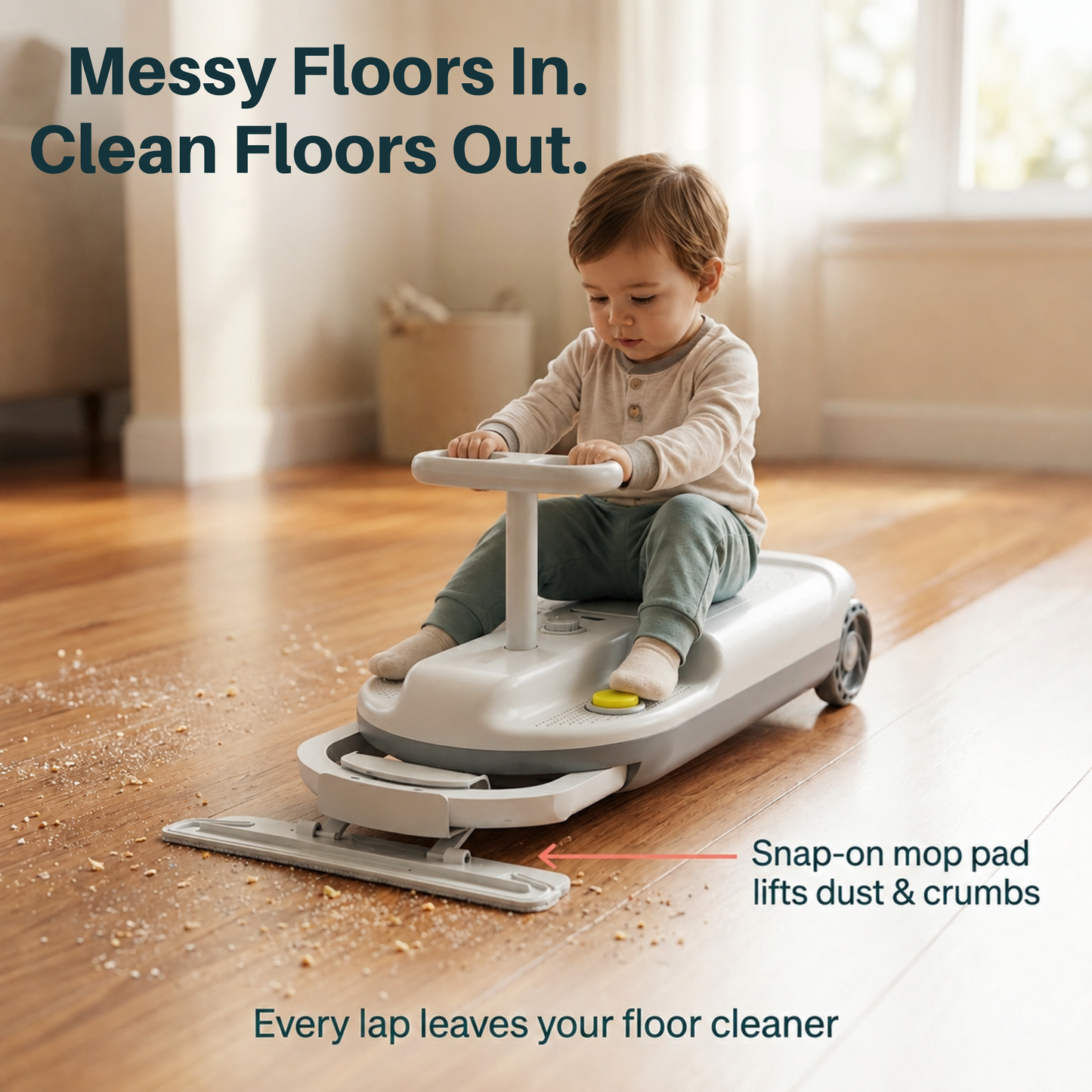 Glydo™ – The 3-in-1 Ride-On That Cleans Your Floors